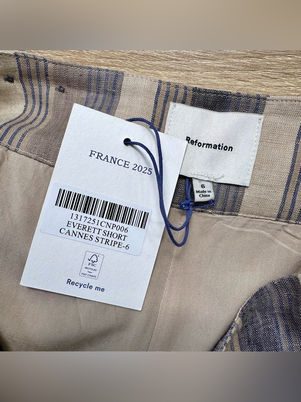 NWT Reformation Everett Linen Shorts Cannes Stripe 6 - Picture 3 of 17